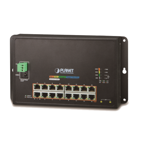 WGS-4215-16P2S - Switch industriel IP30 manageable L2, 16 ports PoE+ Gigabit Ethernet, 2 emplacements SFP, montage sur mur