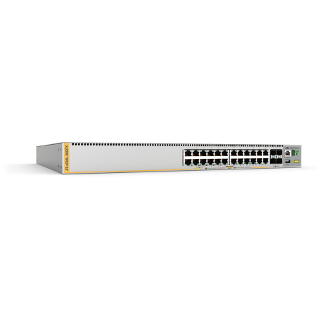 AT-X530L PoE - Switches manageables et empilables niveau 3, 24 ou 48 ports Gigabit Ethernet PoE+, 4 uplinks SFP+ 10G